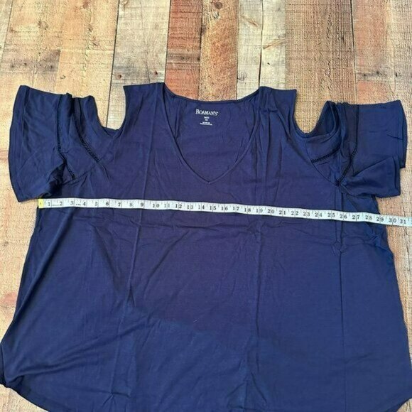 Roaman's navy blue open cold shoulder blouse top women's 3xl - Picture 2 of 7